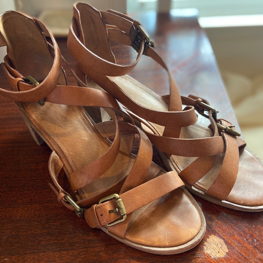 Madewell Lora Leather Block Sandal size 9